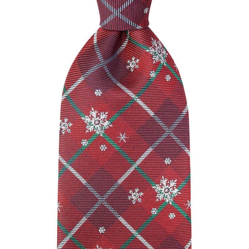 KissTies Christmas Tie Snowflakes Red Plaid Necktie Holiday Season Ties - Image 2